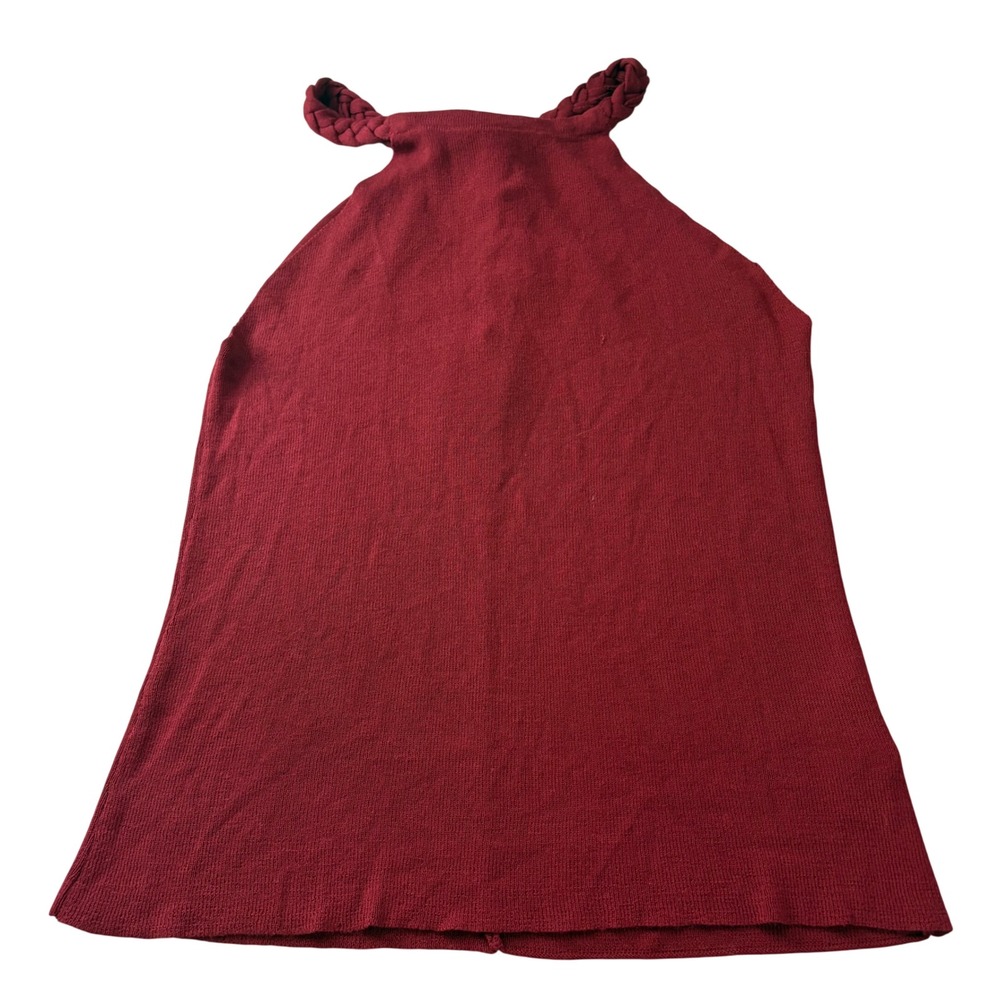 Moon River Burgundy Red Braided Halter Knit Top Women's Size M NEW Layer Casual